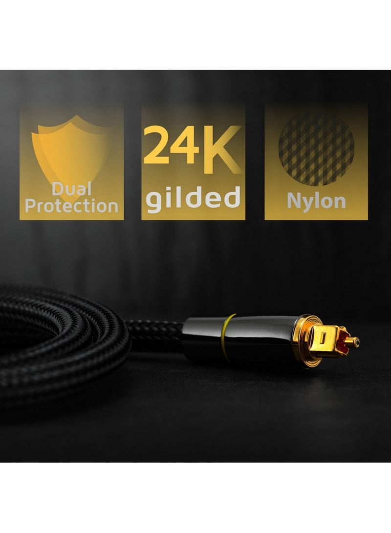 Adando Digital Optical Audio Cable, 24K Gold-Plated Nylon Braided Optical Fiber Male to Male Cable, 150 cm Digital Optical Cable for Soundbars, Televisions, PS4, Xbox, Home Theaters, and Stereo Audio Systems (Black) - Image 3