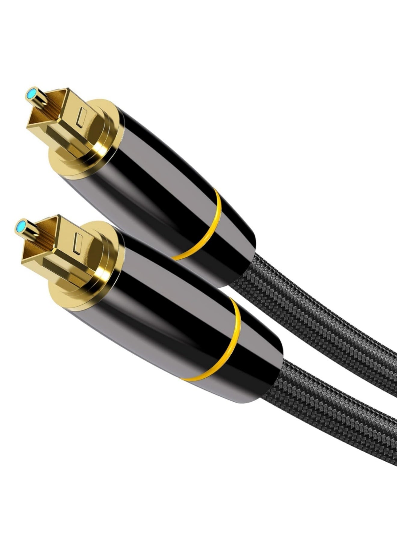 Digital Optical Audio Cable, 24K Gold-Plated Nylon Braided Optical Fiber Male to Male Cable, 150 cm Digital Optical Cable for Soundbars, Televisions, PS4, Xbox, Home Theaters, and Stereo Audio Systems (Black)