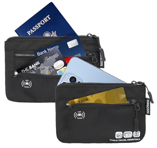 SUPACOOL Passport Holder Bag, Travel Wallet for Men Women Family, Passport Pouch, Card Holder Organizer, RFID Blocking, Two-piece Set(Black) - Image 2
