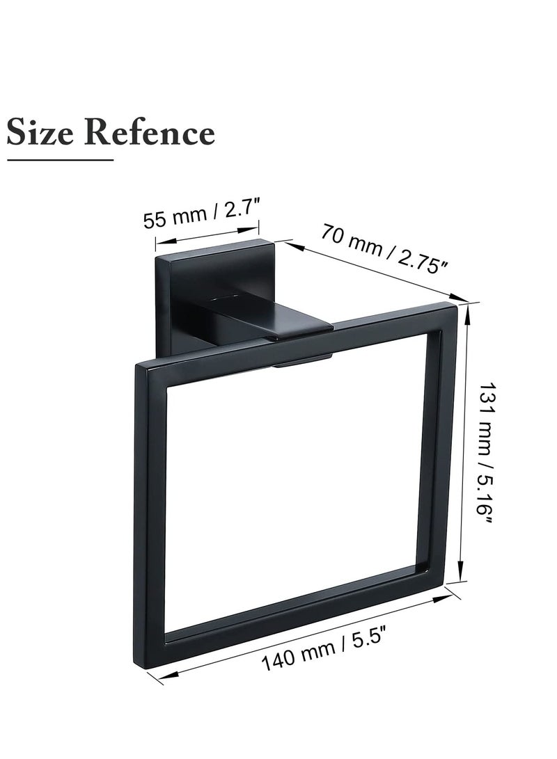 Excefore Towel Holder Modern Matte Black Stainless Steel Square Towel Hangers Wall Mounted Screw Mounted for Bathroom Bedroom Kitchen Office Hotel - Image 2