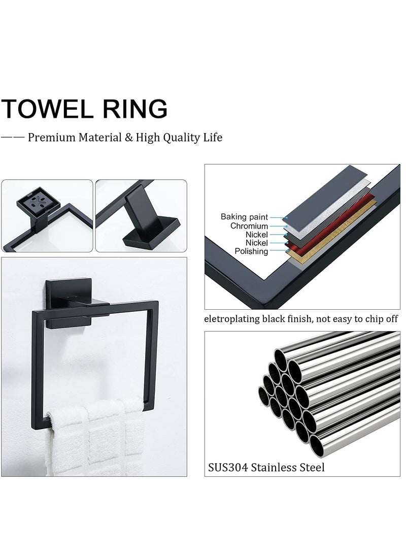 Excefore Towel Holder Modern Matte Black Stainless Steel Square Towel Hangers Wall Mounted Screw Mounted for Bathroom Bedroom Kitchen Office Hotel - Image 4