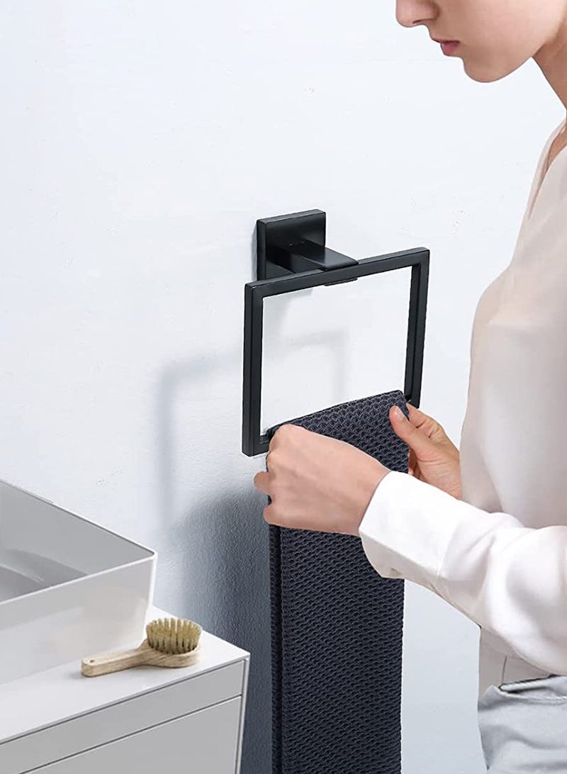 Excefore Towel Holder Modern Matte Black Stainless Steel Square Towel Hangers Wall Mounted Screw Mounted for Bathroom Bedroom Kitchen Office Hotel - Image 3