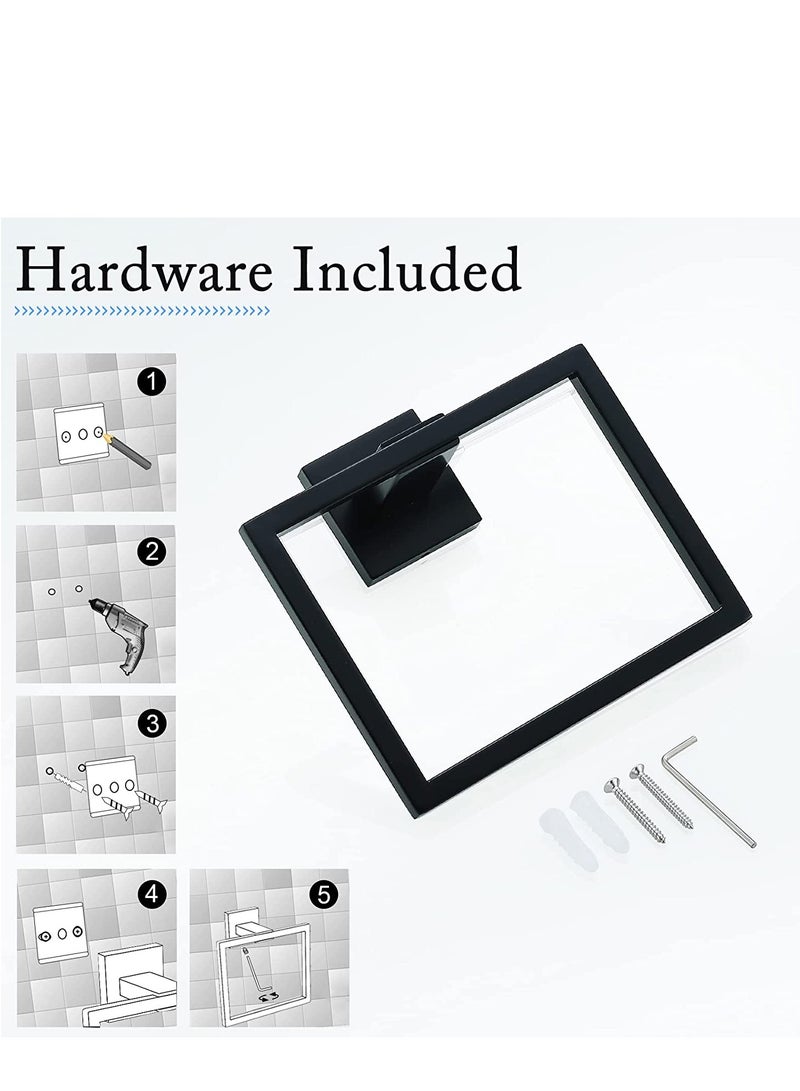 Excefore Towel Holder Modern Matte Black Stainless Steel Square Towel Hangers Wall Mounted Screw Mounted for Bathroom Bedroom Kitchen Office Hotel - Image 5