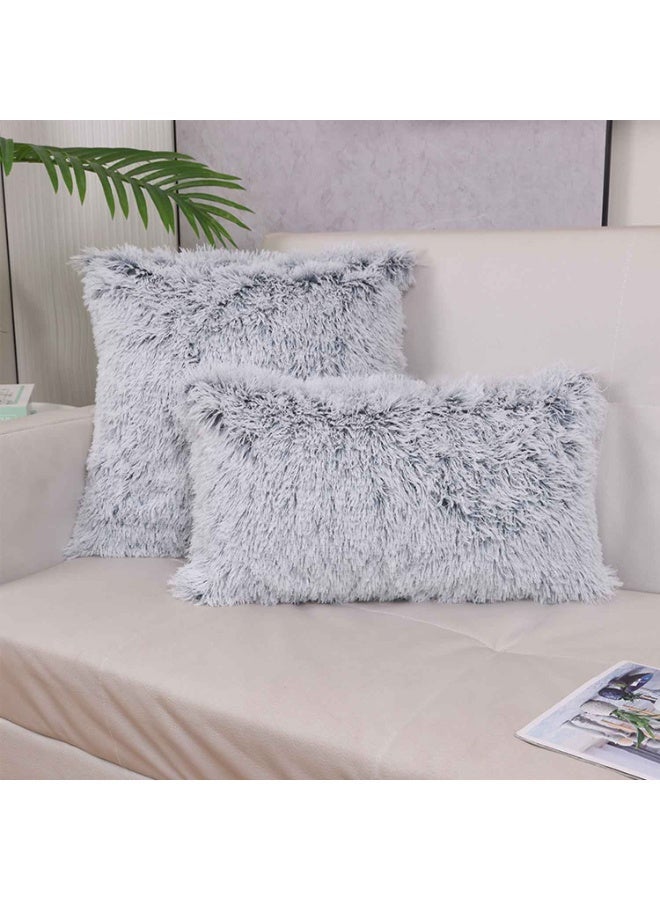 Set of 2,Home Decorative Luxury Series Super Soft Style Artificial Fur Throw Pillow Case,Cushion Cover for Sofa/Bed/Living Room,Ombre 12x20 Inch 30x50 cm - Image 2