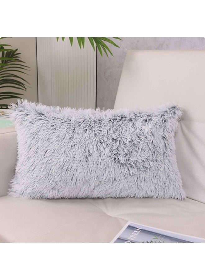 Set of 2,Home Decorative Luxury Series Super Soft Style Artificial Fur Throw Pillow Case,Cushion Cover for Sofa/Bed/Living Room,Ombre 12x20 Inch 30x50 cm - Image 3