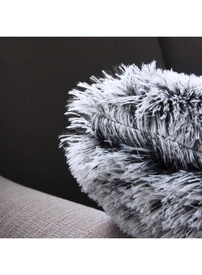 Set of 2,Home Decorative Luxury Series Super Soft Style Artificial Fur Throw Pillow Case,Cushion Cover for Sofa/Bed/Living Room,Ombre 12x20 Inch 30x50 cm - Image 4