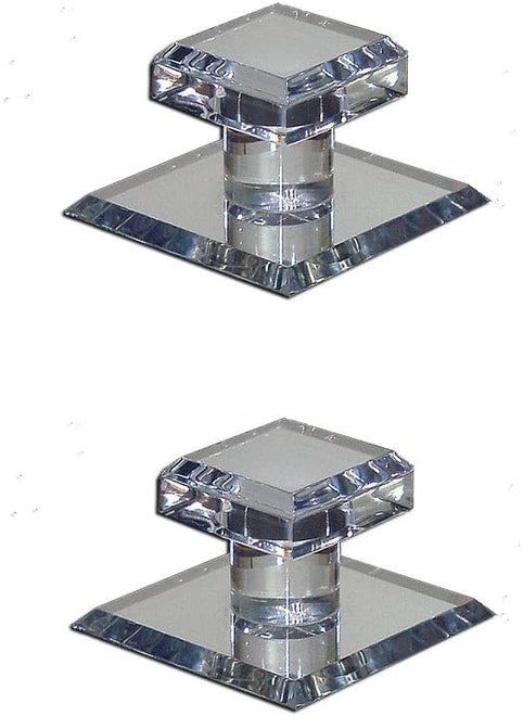 Mirart Pull Handle Self Stick Small Square Acrylic Mirror Beveled Knob 2 Pack