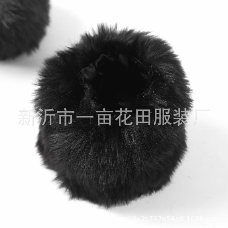 Christmas Performance Fluffy Sleeve Cuffs Set Black short hair bracelet 