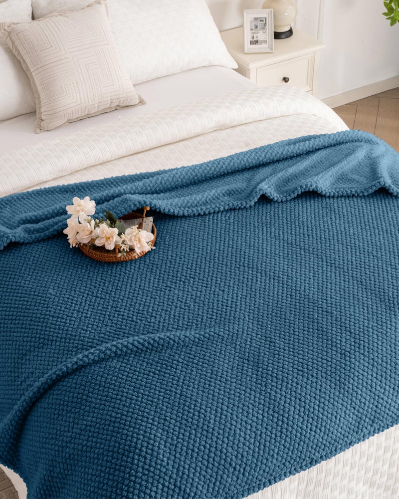 Jungle Star Blue Soft Fleece 300GSM Large Queen Blanket for Couch Cozy Flannel Room Decorative Blankets  Lightweight Plush Blanket for Bed Sofa  90x90 - Image 3