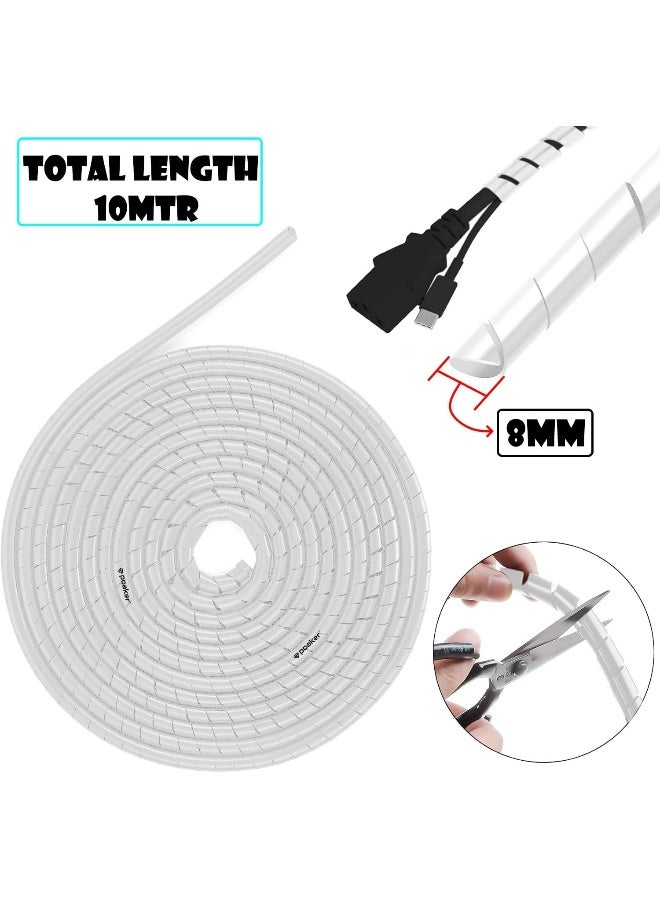 Poaker Spiral Wire Cable Wrap - Protective Cable Cover & Tidy Sleeve for PC, TV, Home & Office Cables Spiral Wrapping Band Organizer (WHITE, 8MM) - Image 2