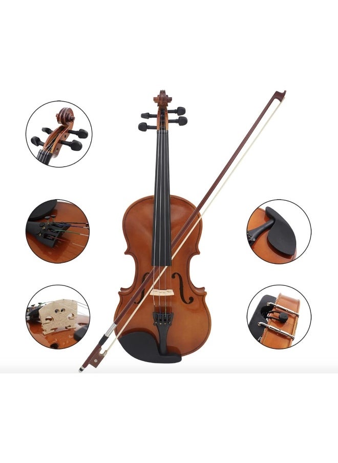 Megarya MegArya Violin Full Size 4/4 Natural Acoustic Solid Wood Violin Fiddle for Beginner with Case Rosin  - Image 2