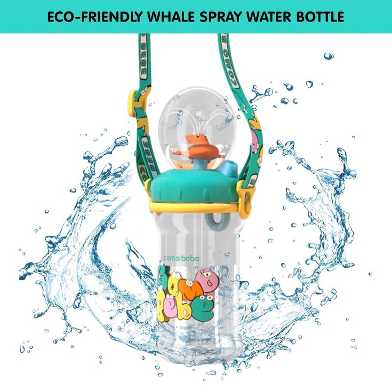 Kidology كوب ماء بلاستيكي على شكل حوت برش مع حزام - كوب خالي من BPA للأطفال للسفر مع قشة، تصميم مضاد للتسرب، كوب مثالي للأطفال (أخضر)، 350 مل - Image 5