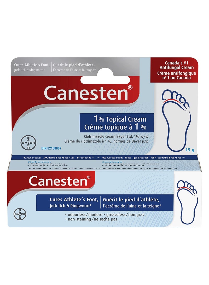 Canesten Antifungal 1% Topical Cream Cures Athlete’s Foot 15 g 