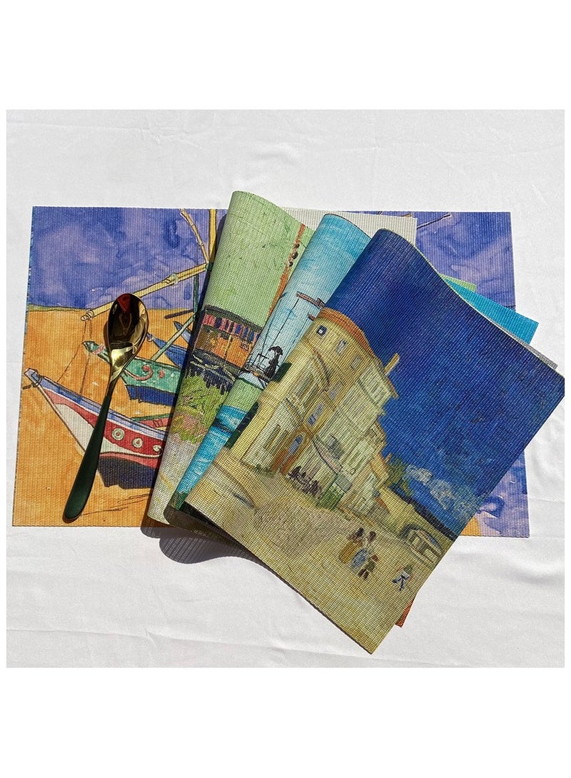 Monet Van Gogh Oil Painting Pvc Placemat Waterproof Placemat Western Placemat Printed Insulated Coaster 45cm*30cm - Image 2
