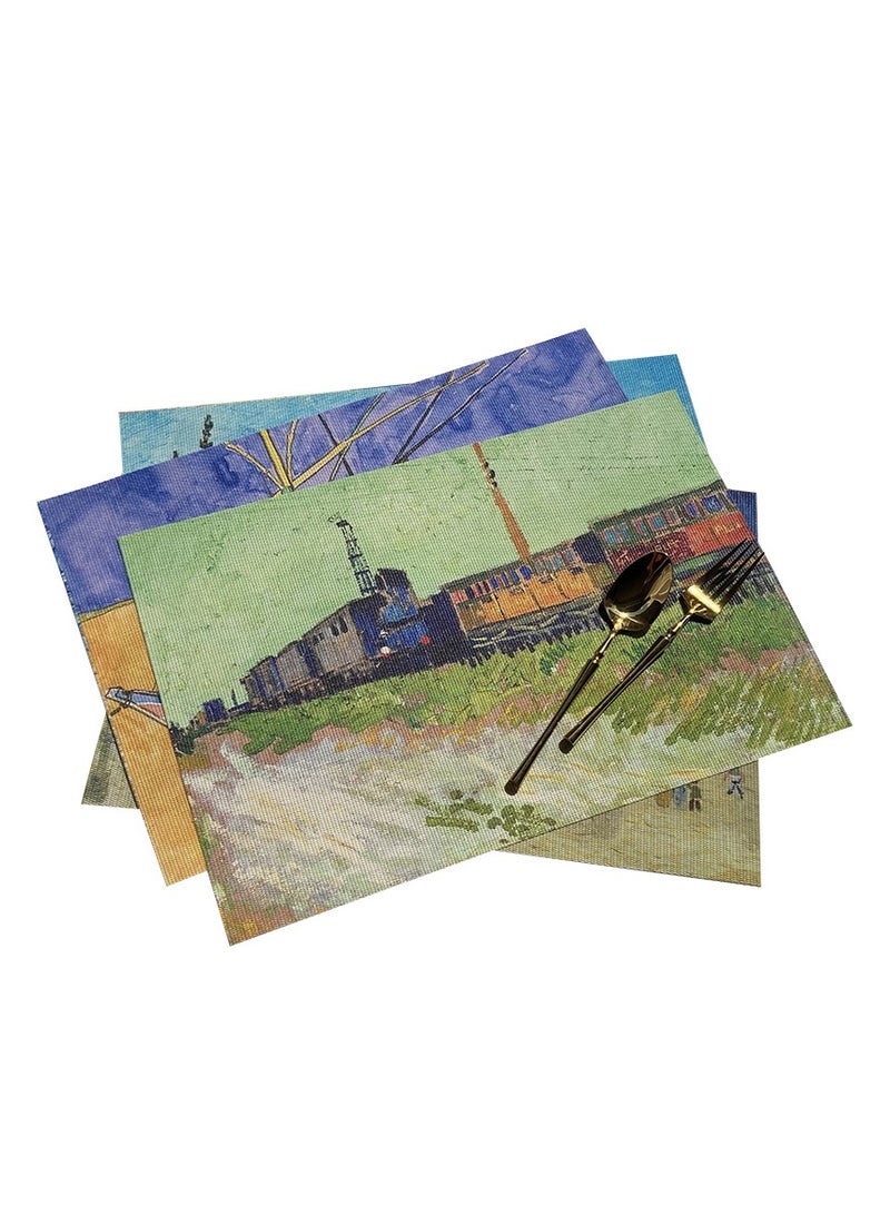 Monet Van Gogh Oil Painting Pvc Placemat Waterproof Placemat Western Placemat Printed Insulated Coaster 45cm*30cm - Image 3