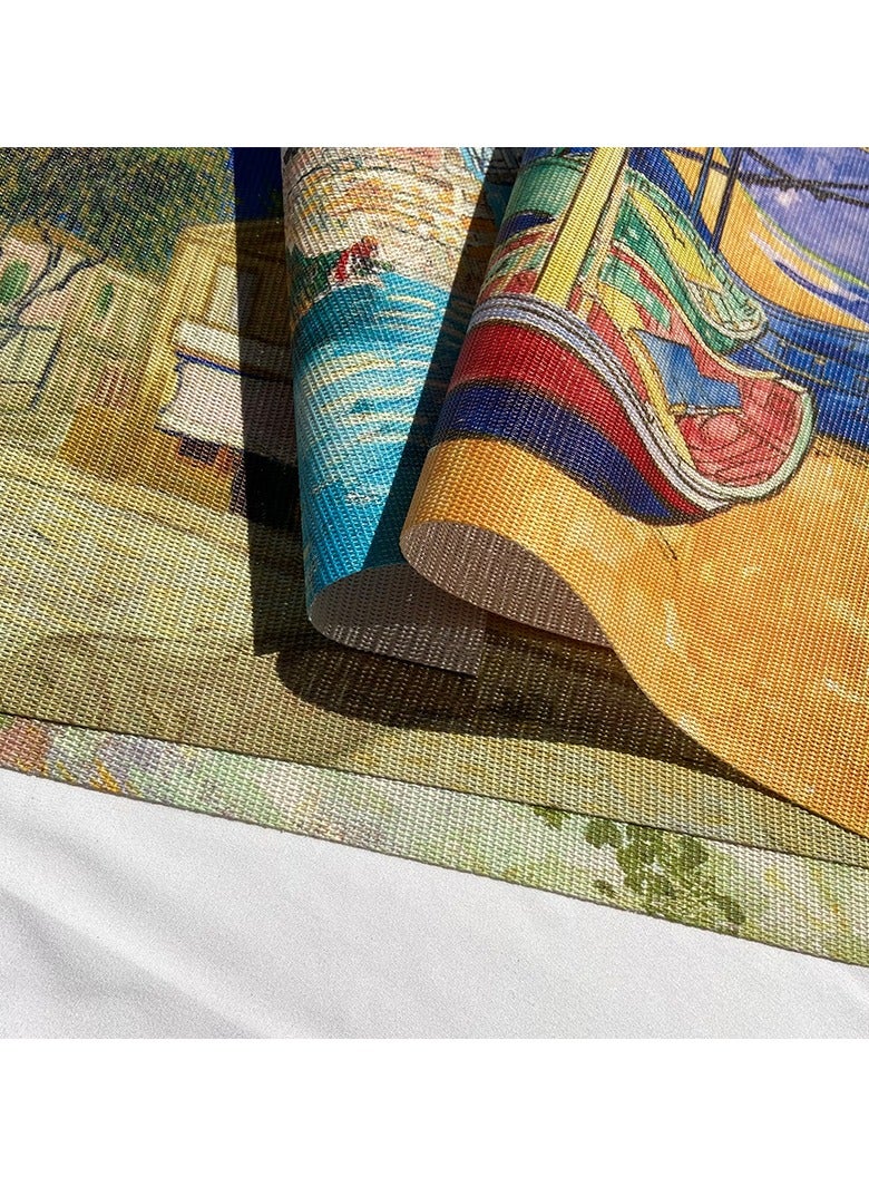Monet Van Gogh Oil Painting Pvc Placemat Waterproof Placemat Western Placemat Printed Insulated Coaster 45cm*30cm - Image 5