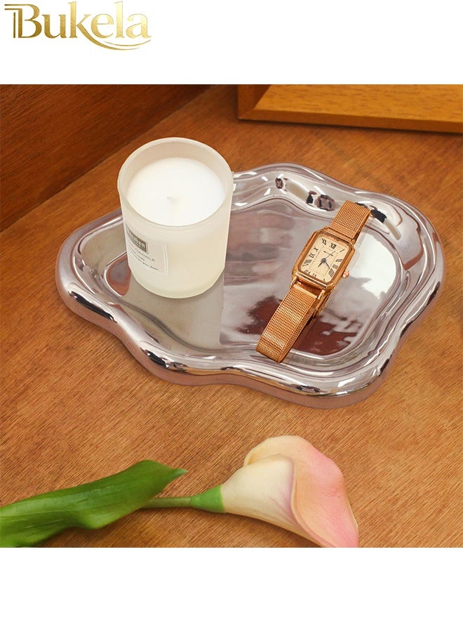 Bukela Women's Jewelry Storage Tray Trinket Tray, Ring Tray, Unique Cloud Shaped Ceramic Tray - Image 1