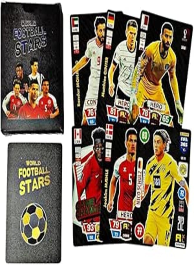World Football Soccer Star Cards,Trading Card, Soccer 2024 World Cup Football Star Card, UEFA Champions League Football Fans and Collectors 25 Psc Black NEW