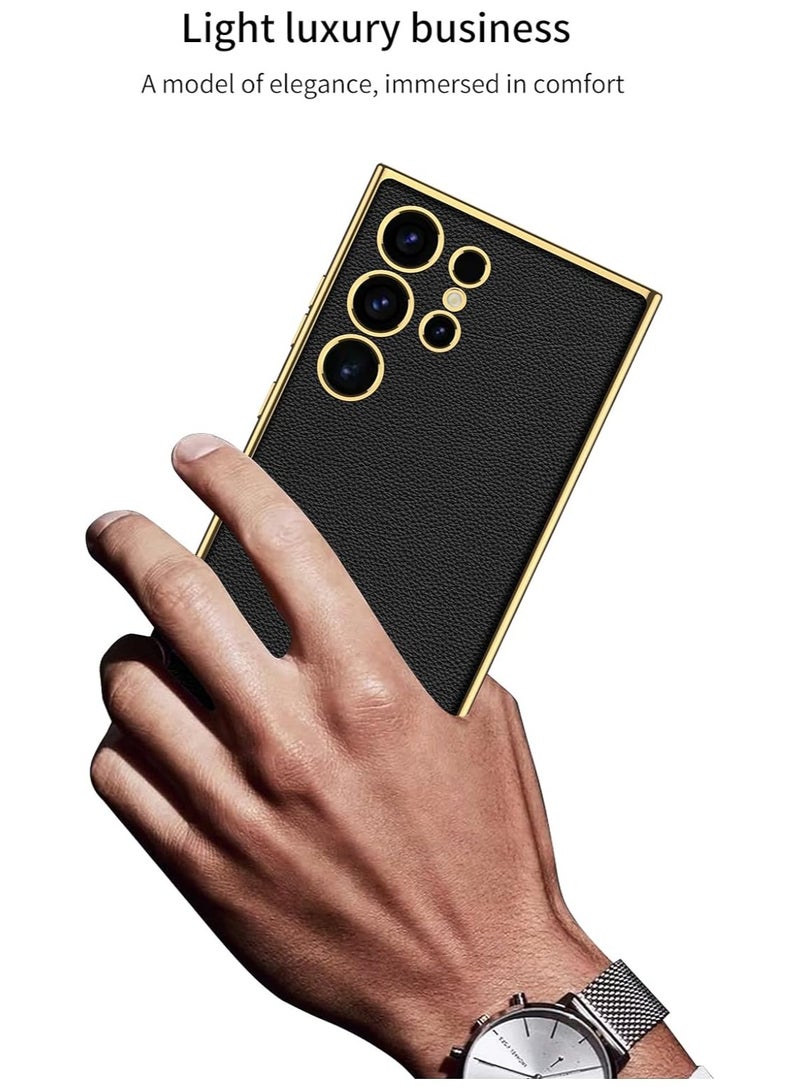 عام جراب متوافق مع جراب سامسونج جالاكسي اس 24 الترا من الجلد ، غطاء هجين مطلي بالكهرباء ناعم من البولي يوريثان مضاد للخدوش جالاكسي اس 24 الترا - Image 3