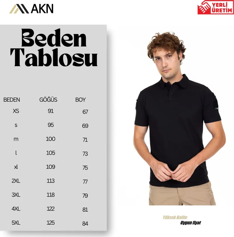 اكينجيلار اوت دور Akincilar Outdoor 708 Short Sleeve Polo Collar Tactical T-Shirt - Black