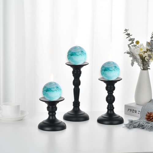 LPUSA Tie-dye Turquoise Rustic Ball Pillar Candles - 3 Inch Unscented Round Candles for Wedding Decoration and Home Decor - Set of 3 Paraffin Sphere Candles - Image 4