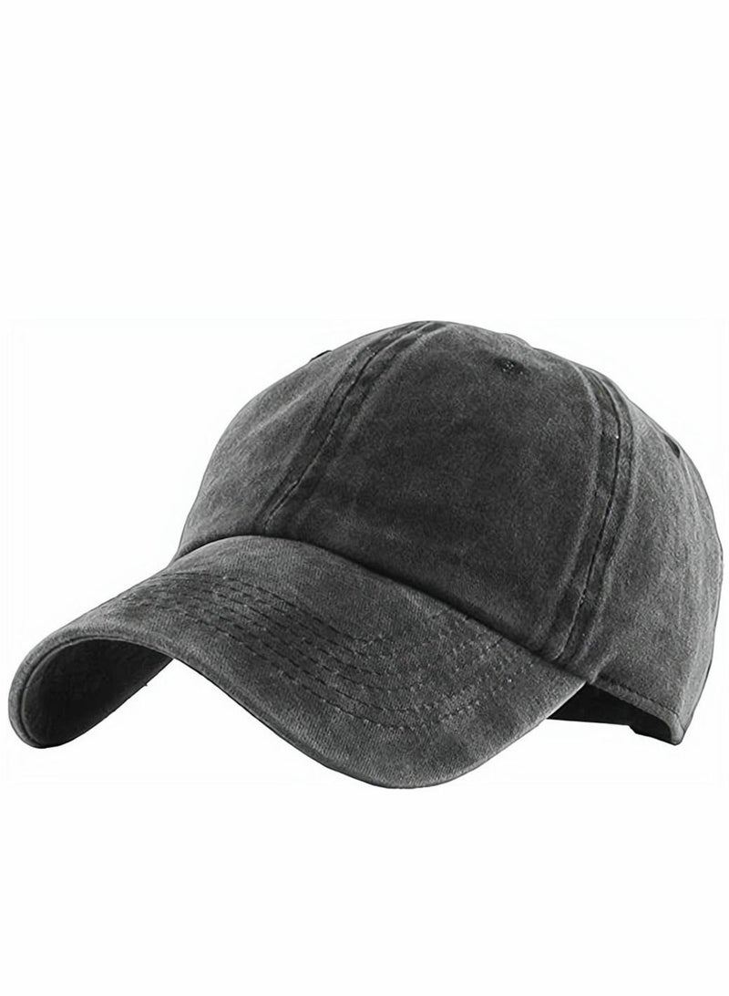 Baseball Caps, Black Vintage Baseball Hats, Plain Adjustable Baseball Cap, Classic Panel Hat, Fashionable Dad Hat Fit Outdoor Sports Sun Hat in Summer Fits Men Women, 1 Pcs - Image 1