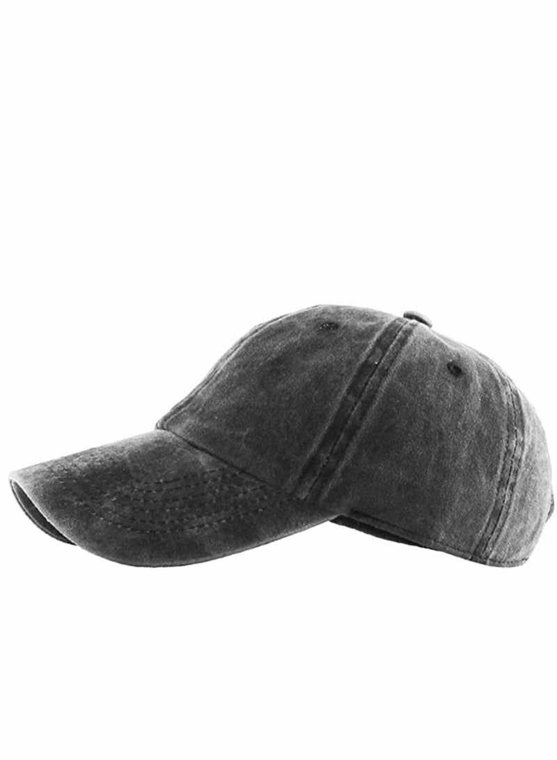 Baseball Caps, Black Vintage Baseball Hats, Plain Adjustable Baseball Cap, Classic Panel Hat, Fashionable Dad Hat Fit Outdoor Sports Sun Hat in Summer Fits Men Women, 1 Pcs - Image 2