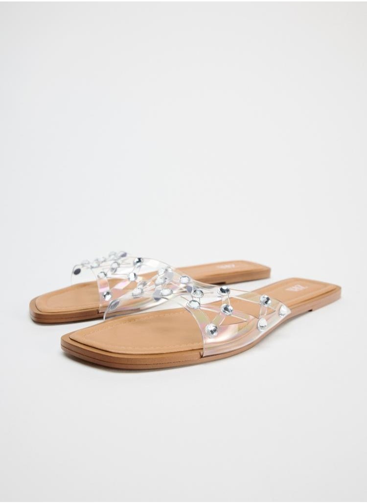 Zara Flat vinyl sandals with rhinestones  - Image 2