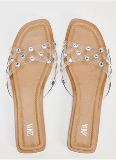 Zara Flat vinyl sandals with rhinestones  - Image 5