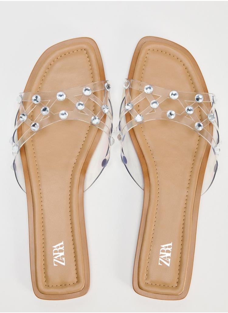 Zara Flat vinyl sandals with rhinestones  - Image 5