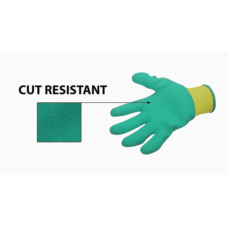 BRUSH HOUSE Safety Cotton Cut Resistant Hand Gloves Yellow Green Pair of 10 - Image 2