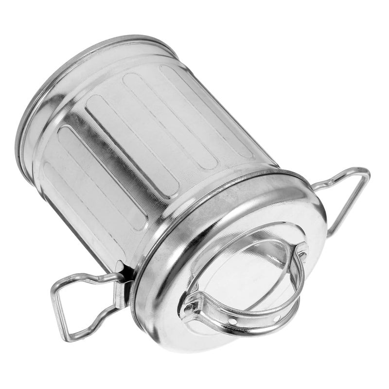 Vintage Galvanized Iron Bucket Ashtray with Lid Windproof Smokeless Desktop Trash Can - Image 2