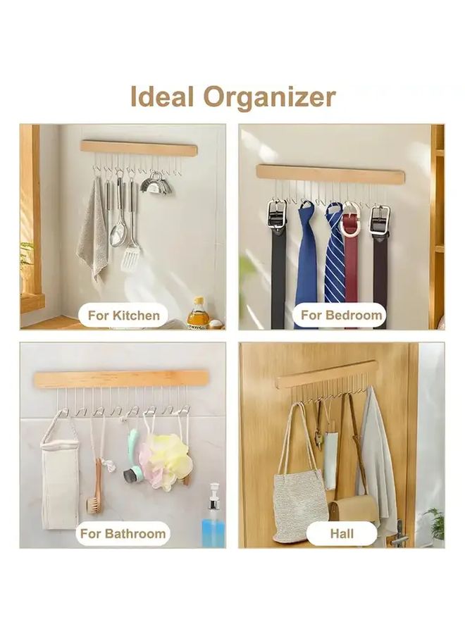 Sliding Closet Hanger 8 Buckle Hooks Belts Scarves Left Extension - Image 5