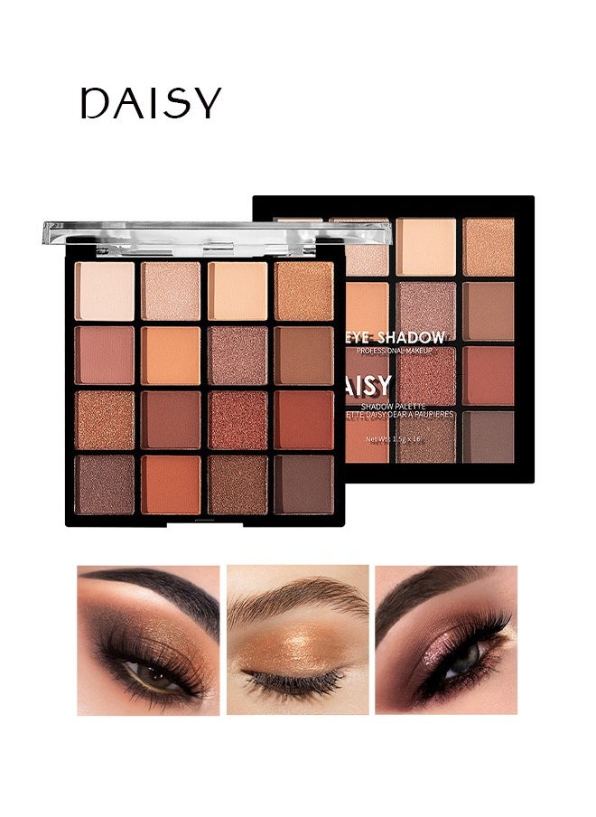 Daisy - 16 Colors Limited Edition Matte Pearlescent Sequins Eyeshadow Palette Copper Spice,Contour+Highlight+blush 3 in 1Form Contouring Palette - Image 1