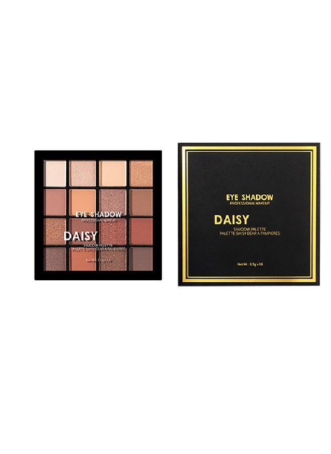 Daisy - 16 Colors Limited Edition Matte Pearlescent Sequins Eyeshadow Palette Copper Spice,Contour+Highlight+blush 3 in 1Form Contouring Palette - Image 1