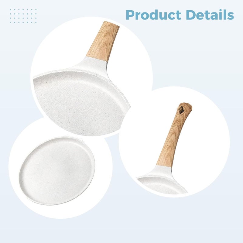Non-Stick Frying Pan with Maifan Stone, 9.5 in Crepe and Pancake Skillet, Pfoa Free, Wooden Handle, Induction Cooktop Compatible - Image 5