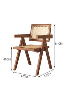 LANNY Jeffcoco Furniture Solid Wood Armchair - Premium Slatted Wooden Chair for Indoor & Outdoor Use in Garden, Dining Room, or Patio (1PC) - All-Weather Teak/Rattan Design  - Image 2