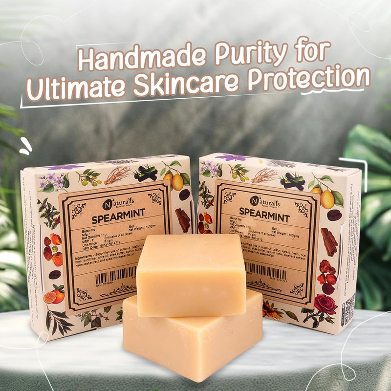 Naturalis Spearmint Oil Soap Bar - Cold Pressed Organic Soap with Spearmint Essential Oil - Handmade Luxury Soap for Deep Nourishment, Hydration, and Gentle Cleansing, Ideal for All Skin Types (100g) - Image 5