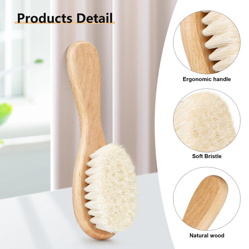 Molylove Baby Hair Brush, Wooden Goat Bristles Hair Brush for Newborns & Toddlers, Ideal for Cradle Cap, Perfect Baby Registry Gift, Hypoallergenic, 1 Count - Image 3