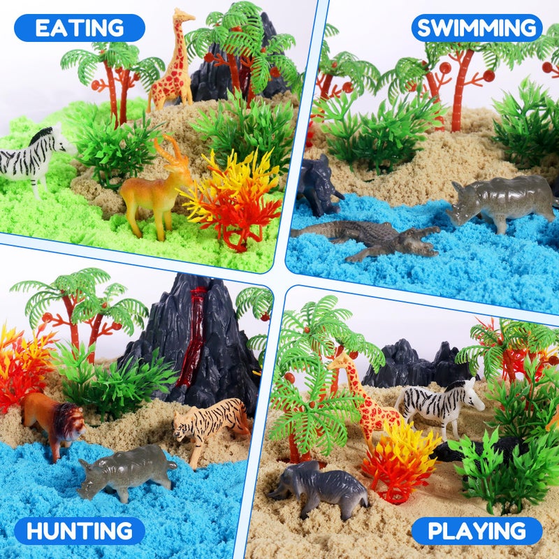 Billeeit Animal Sensory Bin Sand Toy, Play Sand Kit w/lid and 2.2lbs Moldable Sensory Sand, Molds, Tools, Map Set 35pcs Total, Fun Easter Gifts for Kids 3+ - Image 5