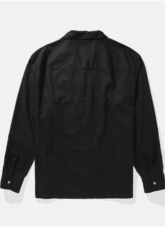 American Eagle Long-Sleeve Linen-Blend Popover Shirt  - Image 3