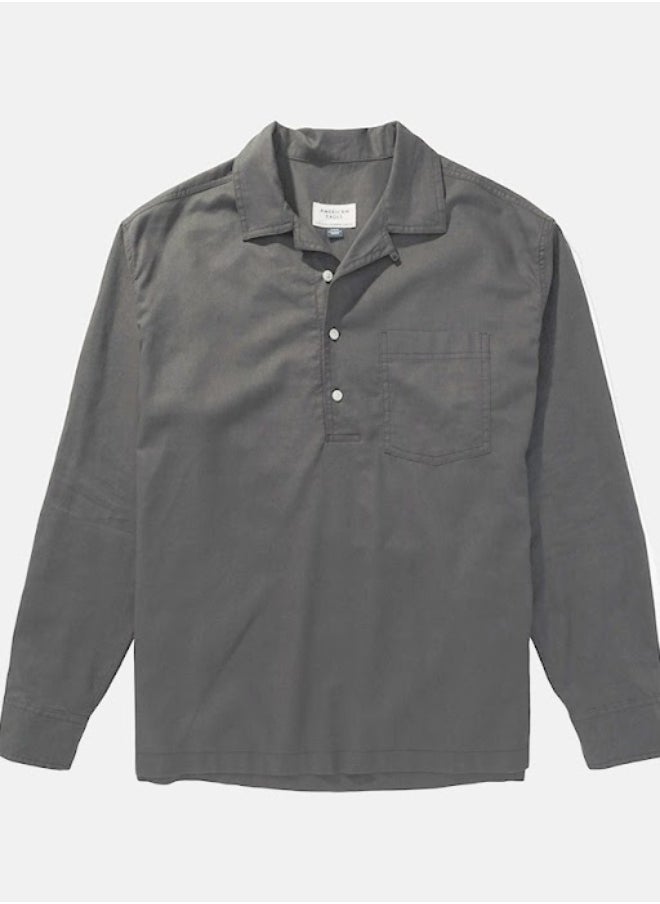 American Eagle Long-Sleeve Linen-Blend Popover Shirt  - Image 3