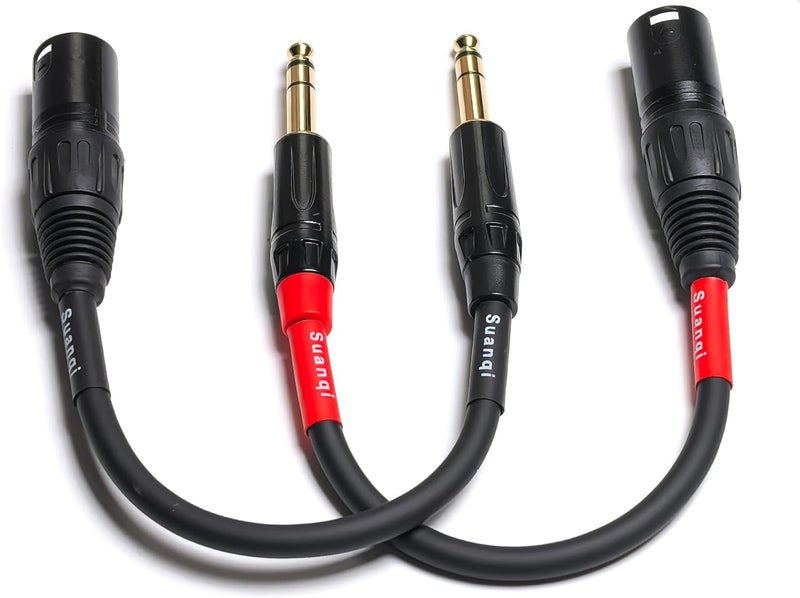 كابل توصيل متوازن 1/4 بوصة TRS إلى ذكر XLR 6.35 مم، كابل ميكروفون من ربع بوصة إلى 3 دبابيس XLR، عبوة من قطعتين بطول 8 بوصات - Image 3