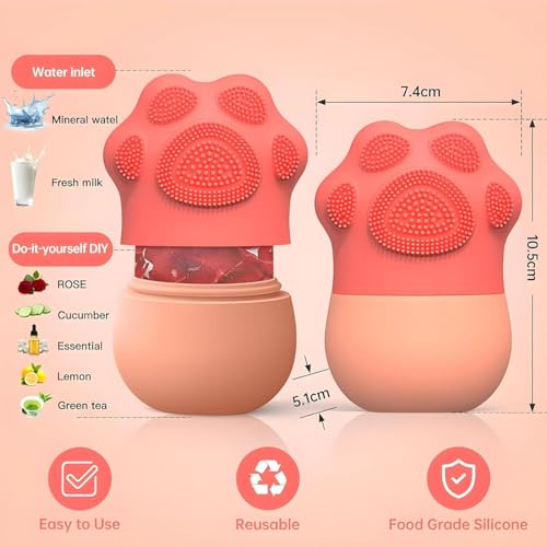 SkinSide Ice Roller for Face with Scrubber | Ice Roller for Face |For Men & Women | Ice Cube Roller for Glowing Skin & Puffy Eyes | Reusable & Unbreakable (Pink) - Image 3