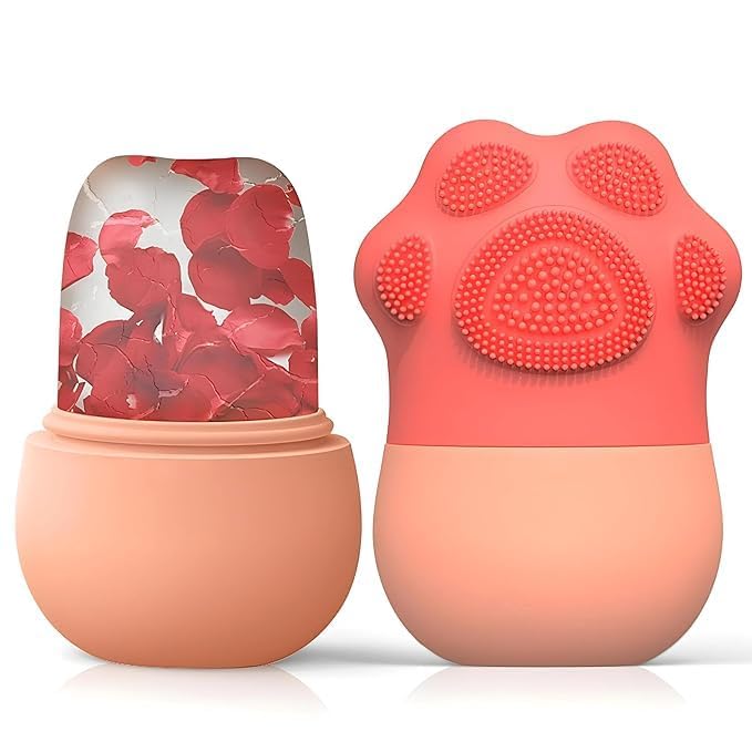 SkinSide Ice Roller for Face with Scrubber | Ice Roller for Face |For Men & Women | Ice Cube Roller for Glowing Skin & Puffy Eyes | Reusable & Unbreakable (Pink) - Image 1