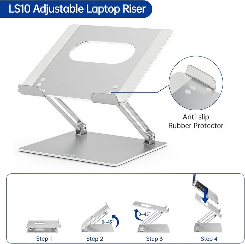 BESIGN LS10 Aluminum Laptop/Computer Stand, Ergonomic Adjustable Notebook Stand, Riser Holder, Compatible with Air, Pro, Dell, HP, Lenovo More 10-14" Laptops, Silver - Image 5