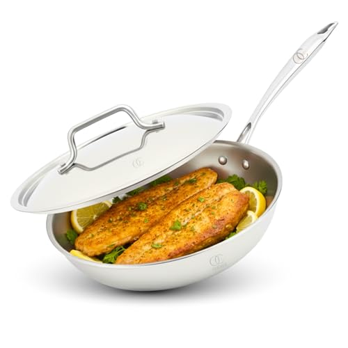 Omichef Triply Stainless Steel Frypan/Frying Pan with Lid | 20 cm, 1.1 L, 0.9 kg | Induction & Gas Compatible | ISI Certified, Food-Grade, PFOA-Free | 5 Year Warranty - Image 2