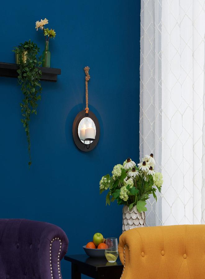Danya B Danya B. Decorative Round Rustic Pillar Candle Sconce with Rope and Mirror - A Unique Hanging Wall Accent  - Image 3