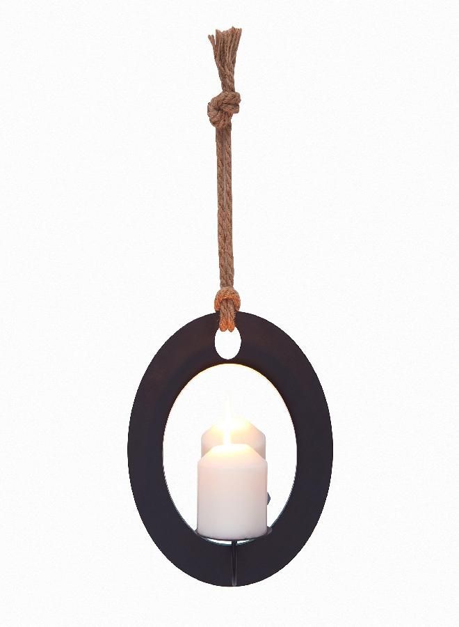 Danya B Danya B. Decorative Round Rustic Pillar Candle Sconce with Rope and Mirror - A Unique Hanging Wall Accent  - Image 4