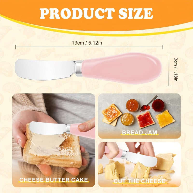 Siutco Butter Spreader Knife Set, 2-Pack Stainless Steel Cheese and Butter Knives with Ceramic Handle, Dishwasher Safe, for Soft & Hard Cheese, Jam, Cold Butter (Coral Pink) - Image 4